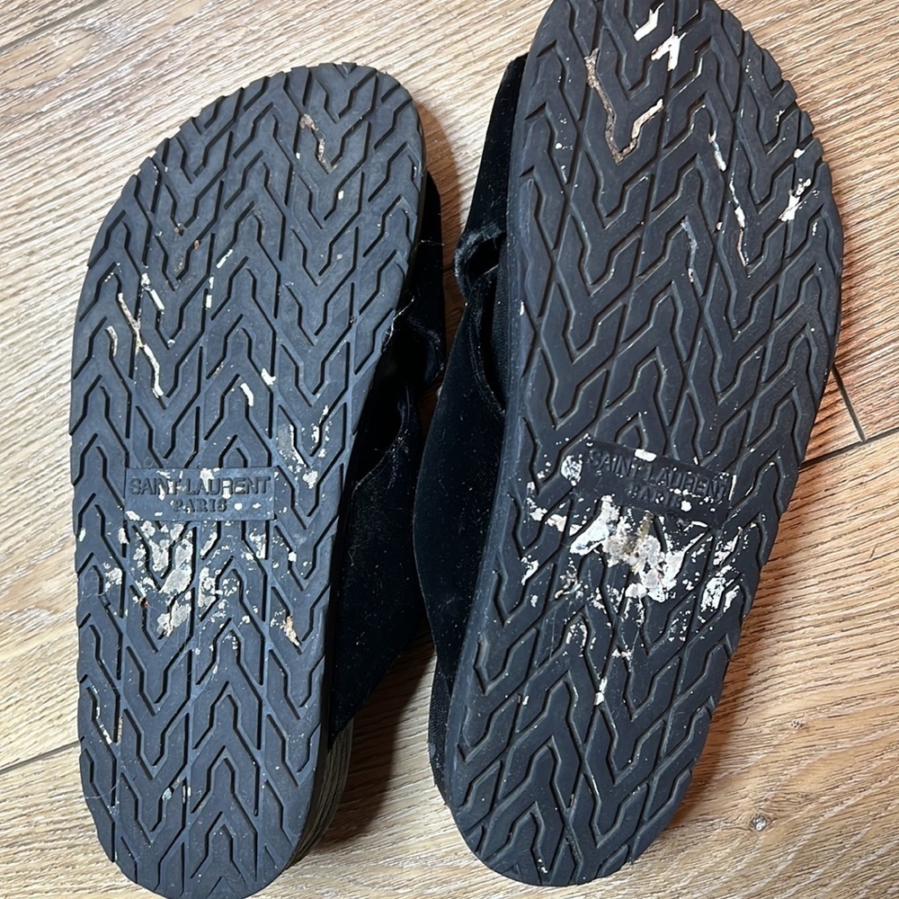 Saint Laurent Jimmy Black Velvet Sandals Size 36/6 - Picture 5 of 9